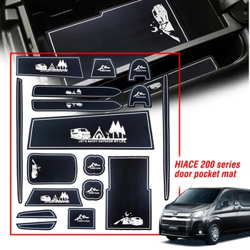 Non-Slip Car Cup Coaster Slot Pad за Toyota Hiace 200 2020-2023 година против хлъзгане мат джоб мат интериор чаша притежателя подложка 17 парчета