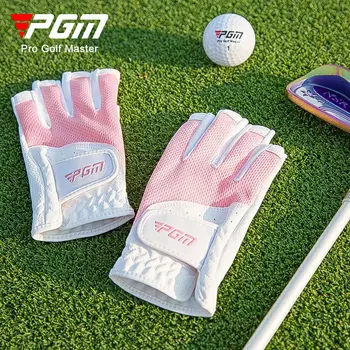 PGM Дамски ръкавици за голф с отворен пръст Дишаща мрежа PU слънцезащитни спортни ръкавици Докосване на пръста Лява и дясна ръка