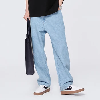 Semir Jeans Мъжки писма бродирани 2023 Лято Нов корейски свободен мъжки прав памучен панталон