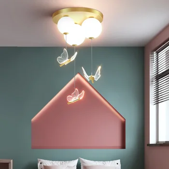 Simple модерна спалня светлина пеперуда с топка уютен и романтичен таван лампа детска стая полилей интериор светлина