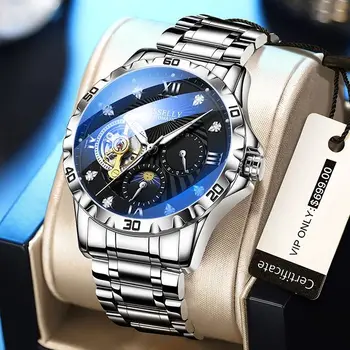 Sport casual скелет дизайн стомана 316L водоустойчив оранжев часовник мъже с гумена каишка 2023 Нов Big Reloj Hombre 8858