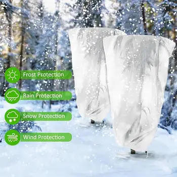 Tree антифриз чанта за многократна употреба нетъкан растение замръзване кърпа дишаща зимна защита чанти с цип шнур за градина