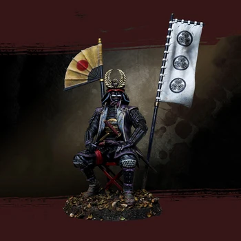 Unassambled 1/18 древен войник човек Токугава седи Смола фигура миниатюрни модели комплекти Unpainted