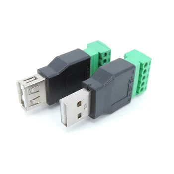 USB 2.0 Тип А мъжки женски към 5-пинов 5-пинов винтов конектор към USB жак с щит USB2.0 към винтов клемен щепсел L1