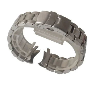 Watchband Неръждаема стомана Твърди връзки Сребърен часовник каишка гривна безопасност Сгъваема катарама Извит край 18mm 20mm 22mm 24mm Промоция