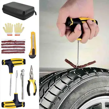 Авто комплект за ремонт на гуми Преносими тежкотоварни безкамерни инструменти за запушване на гуми Ремонт на пробиване на плоски гуми за автомобили Мотоциклет ATV и SUV
