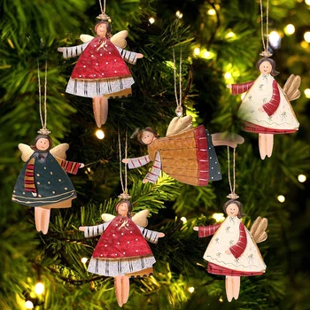 Ангел Нова година Метални коледни орнаменти висулки висящи подаръци Коледно дърво декор декорация на дома