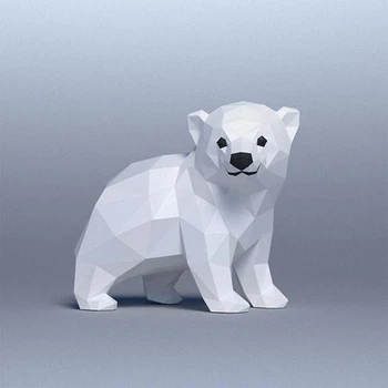 бебе полярна мечка Cubs хартия модел комплект геометричен многоъгълник Papercraft творчески 3D модел детска стая декорация дома орнаменти