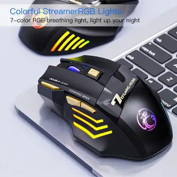 Безжична геймърска мишка Безжична мишка Акумулаторна компютърна мишка Геймър Ергономична мауза Тиха USB RGB мишки за PC игра