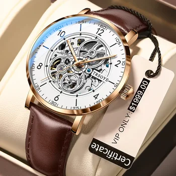 Висококачествен автоматичен стоманен часовник за мъже Калъф за спортен стил на часовника от розово злато ساعات يد رجالية TRSOYE