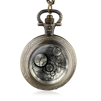 Висококачествен топ марка кварцов джобен часовник бронзов калъф с Fob верижен часовник Мъже жени HB194