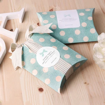 Възглавница сватбено тържество благоприятства хартия DIY подарък кутия бонбони кутии доставка аксесоари полза Крафт хартия подаръчни кутии