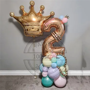 Големи балони с корона фолио 32inch розово злато номер балон комплект деца 1 2 3-ти рожден ден декорация бебе душ Globos доставки