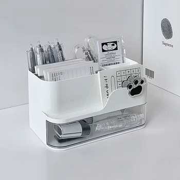 Голям капацитет настолни канцеларски кутии за съхранение Partition писалка притежателя прозрачни чекмеджета плътен цвят студент десктоп организатор