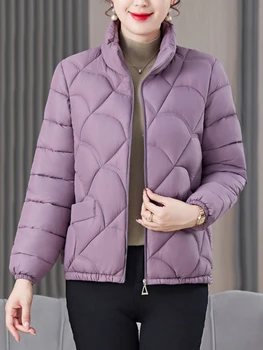 Дамски зимни палта извънгабаритни яке корейски облекло стойка яка цип кратко палто памук подплатени топли паркове женски връхни дрехи