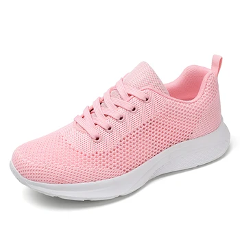 Дамски спортни обувки Ежедневни дишащи обувки за ходене Мрежести обувки за летни маратонки Обувки Дишащи обувки с дантела нагоре