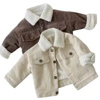 Детски връхни дрехи Дебело агнешко кадифе палто за момичета Детски детски ежедневни рипсено яке есен зима бебе момчета дрехи