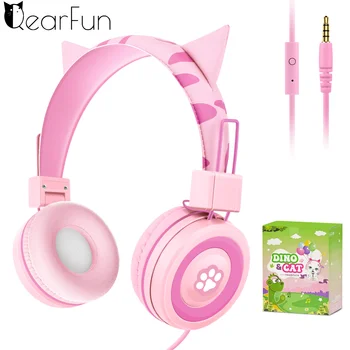 Детски слушалки с микрофон Сладко котешко ухо Детски слушалки за момичета Момчета Регулируеми кабелни детски слушалки Детски подаръци
