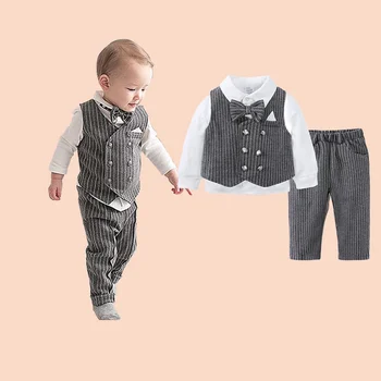 Детско облекло новородено Комплект от три части за мъже Пролет и есен Ризи с дълъг ръкав Жилетка Панталони