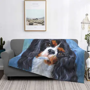 Диван руно домашен любимец куче Кавалер Кинг Чарлз шпаньол хвърлят одеяло топло фланела животински одеяла за спалня офис диван покривки