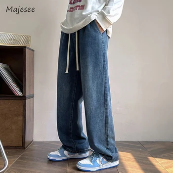 Дънки Мъже Шик Улично облекло Корейски стил Хип-хоп Мода Пълна дължина Всички мач Младежка жизненост Дънкови панталони Есен Мъже Daily