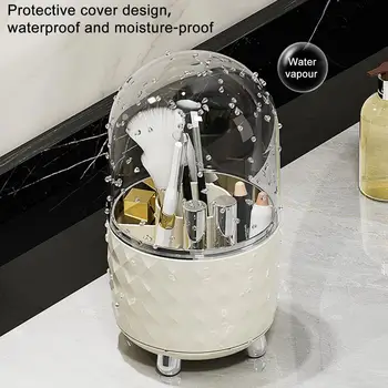 Държач за четка за грим Канцеларски калъф за съхранение Кутия за съхранение на грим четка с 360-градусов въртящ се дизайн за прахоустойчив