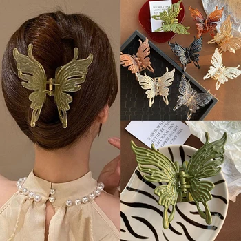 Екстра 3D-форма жени голяма коса нокът клипове куха пеперуда фиба щипка за коса акрилни вана шноли за момичета аксесоари за коса