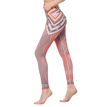 Жените висока талия йога панталони печат полиестер стреч спортни чорапогащи гамаши за фитнес женски бягане фитнес тренировка спортни гамаши