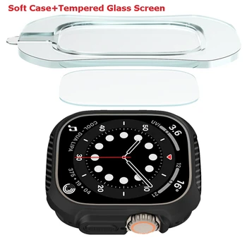 Закалено стъкло + калъф за Apple Watch Series Ultra 49mm Sreen протектор TPU силиконов протектор броня Iwatch Ultra с филмови инструменти
