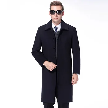 Зимни кашмирени палта за мъже Дебел ревер дълго палто Man Тренчкот хлабав 65% вълнени якета мъжки дрехи Abrigo Hombre FCY4552