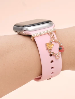 Калинка пеперуда Rhinestone Garland чар часовник каишка декоративен пръстен за Apple / Xiaomi силиконов часовник каишка бижута аксесоари