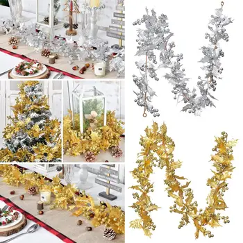 Коледа блясък листа тръстика празнична симулиран дизайн висулка декоративни екологични злато сребро декор ратан