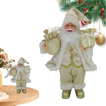 Коледа Дядо Коледа фигура Коледа стои Дядо Коледа плюшена кукла 12inch зимата празнична десктоп декорация колекционерски
