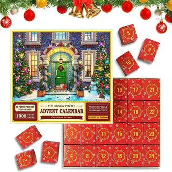 Коледен календар пъзели 1008 парчета обратно броене изненада мозайката Дядо Коледа новост изненада подарък за деца