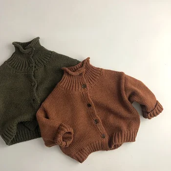 Корейски детски пуловер 2023 Есен и зима Костенурка врата Момче плетена жилетка палто 1-7Y Детски пуловер Връхни дрехи