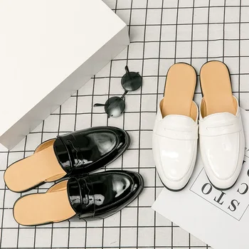 Летни лакови кожени сандали Мъжки класически реколта черни обувки Muller бели чехли за мъже Открит джогинг ежедневни обувки