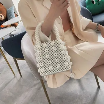 Луксозни дамски чанти мъниста чанта перла тъкат кристал вечерна чанта чанта реколта съединител чанта /BY