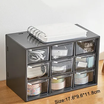 Мини чекмеджета съхранение шкаф организатор десктоп организатор с 9 прозрачни шкафове чекмеджета бижута кутия / козметично бюро за съхранение
