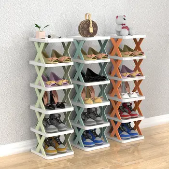 Многослойни обувки Rack Сменяеми подреждащи се една върху друга обувки Организатор за съхранение на обувки Спестяващи място обувки Рафт Пластмасови обувки Шкафове Консумативи за дома