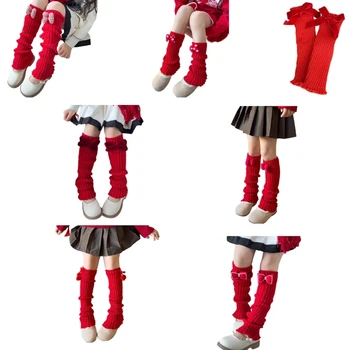 Момичета Коледни подгряващи крака с висулка Bowknot принцеса рокля гамаши Нова година училище етап подпори крак покритие аксесоар