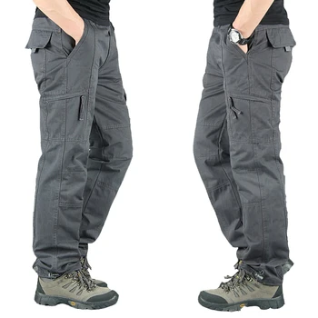 Мъжка мода Военни дълги панталони Топли памучни панталони каки Мъже Pantalon Cargo Homme Пролет Есен Тактически карго панталони