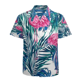 Мъжка хавайска риза къс ръкав случаен бутон надолу флорални печатни плажни ризи с джоб бързо суха дишаща