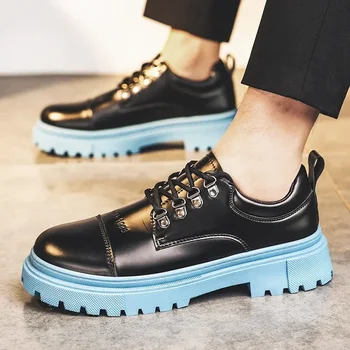 Мъжки обувки 2023 Висококачествени мъжки кожени обувки Ретро британски стил ежедневни обувки против хлъзгане устойчиви на износване модни мъжки обувки