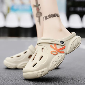 Мъжки чехли със затворени пръсти 2023 Лято Нови сабо обувки Мода Външни плажни обувки Light Platform EVA Мъжки сандали джапанки