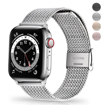 Неръждаема стомана за Apple Watch Band 38/40/41/42//44/45/49mm Миланска каишка за Apple Watch Ultra 2 SE Series 9 8 7 6 5 4 3 2 1