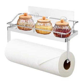 Неръждаема стомана съхранение багажник стена монтирани кърпа хартия хартия подправка титуляр рафт за баня кухня
