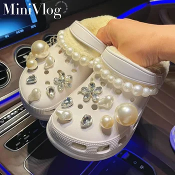 Нов 1 комплект сладък крок сексапил марка дизайнерски обувки талисмани JIBZ Bling Croc аксесоари модакристал диамант перла обувки декорации