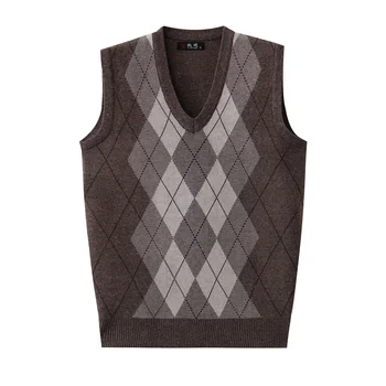 Нова мода V врат жилетка пуловер диамант пуловер дизайнер марка мъже трикотажни без ръкави Autum случайни мъжки дрехи A28