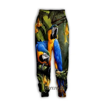 Нови мъже / жени 3D отпечатани ежедневни панталони животински папагал мода улично облекло мъже хлабав спортни дълги панталони F10