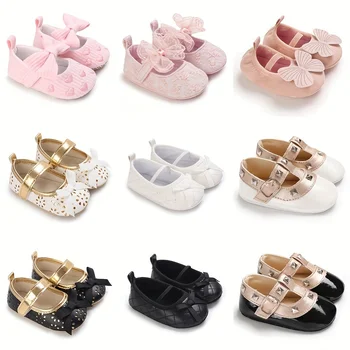 Новородено принцеса парти лък цвете мека единствена бебешко легло обувки новородено деца бебешки обувки против хлъзгане спортни обувки